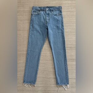 Levi’s 501 Skinny Filigorme light blue high rise raw hem jeans women’s 29x30